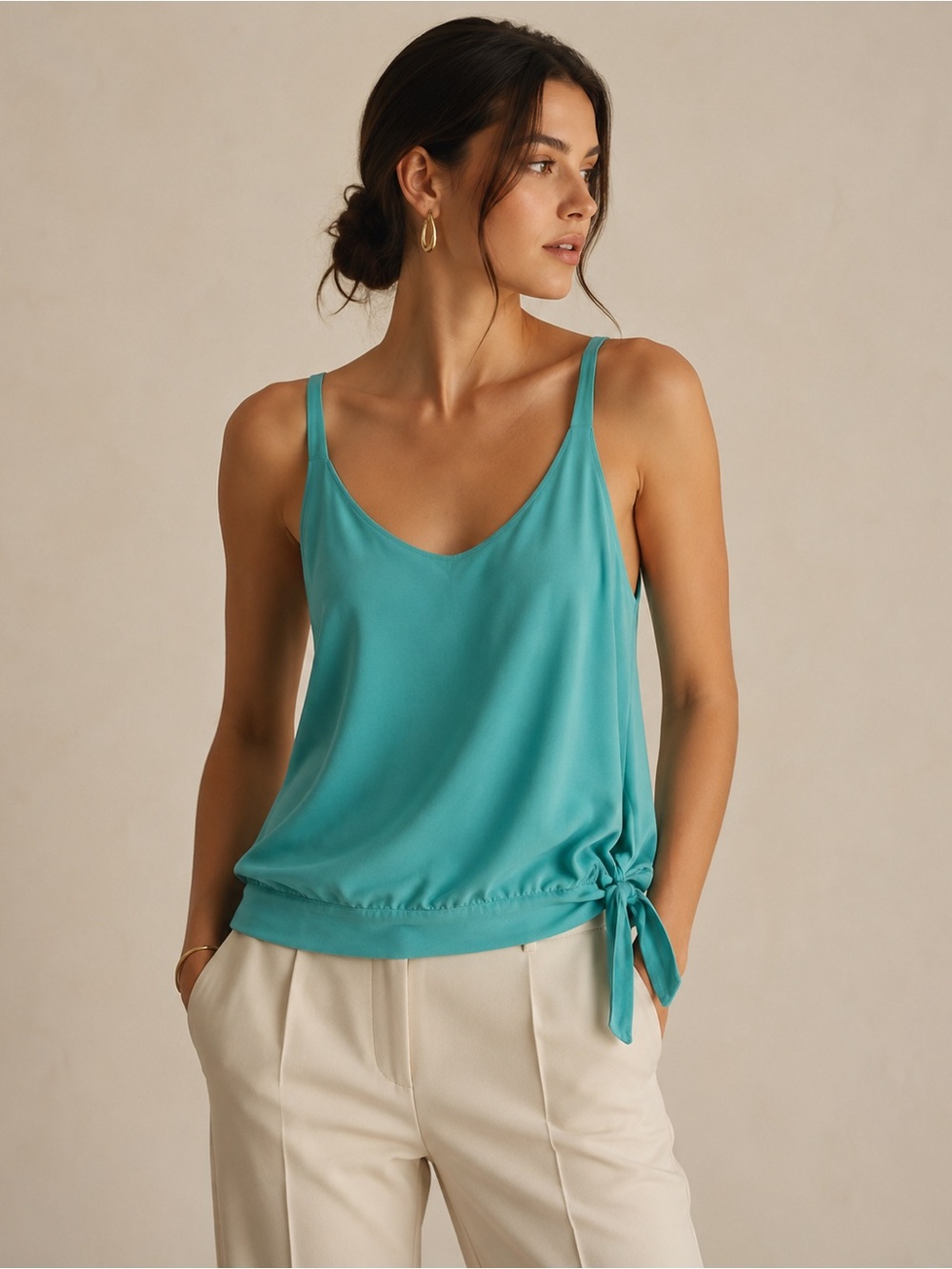 Kenneth Cole New York Teal Side-Tie Camisole